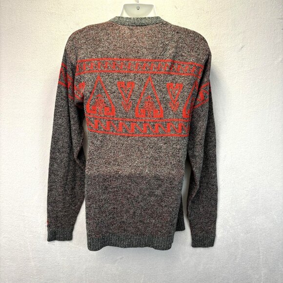 Vintage 80s Le Tigre Mens Sweater Large Tall LT Red Knit Pullover Winter Holiday - Picture 3 of 15
